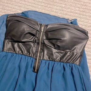 Pleather Top Strapless Dress